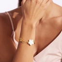 La Fleur Collection Handmade Sterling Silver Gold Plated Mother Of Pearls Flowers & Silver Leaves  Bracelet