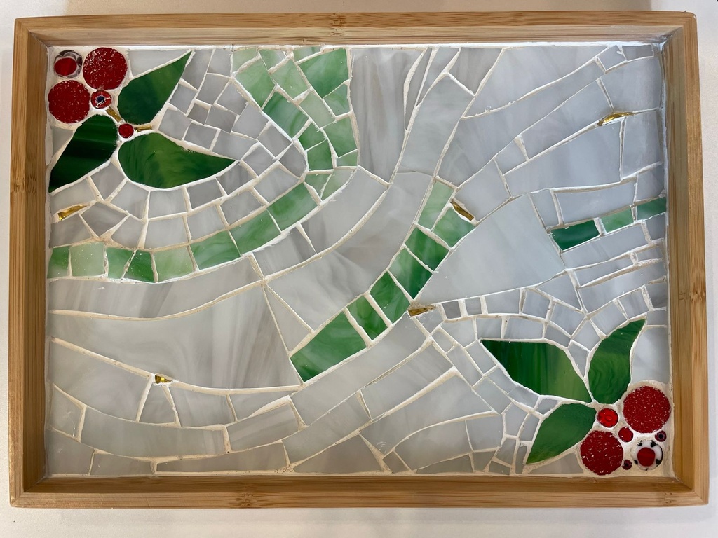 A Mosaic Tray on Bamboo