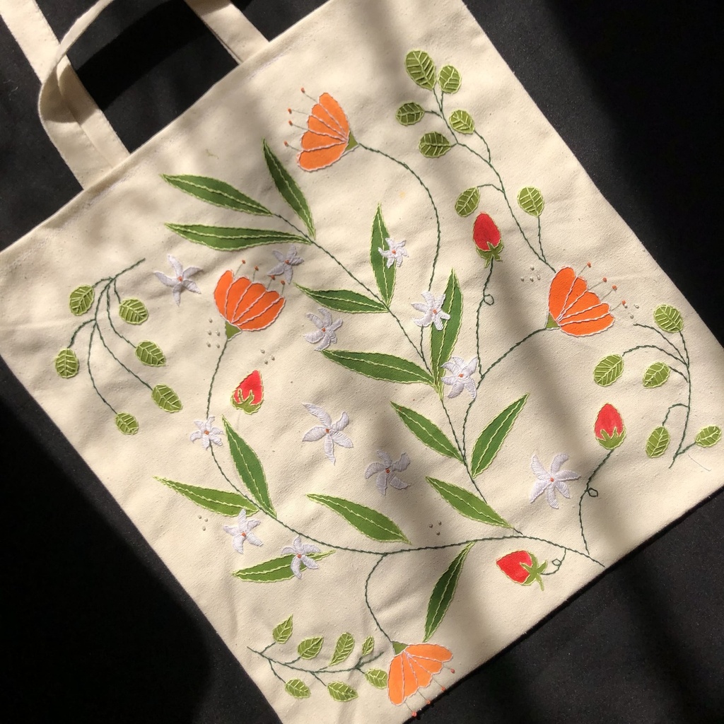 Orange Flowers Tote Bag