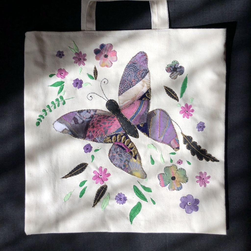 Purple Butterfly Tote Bag