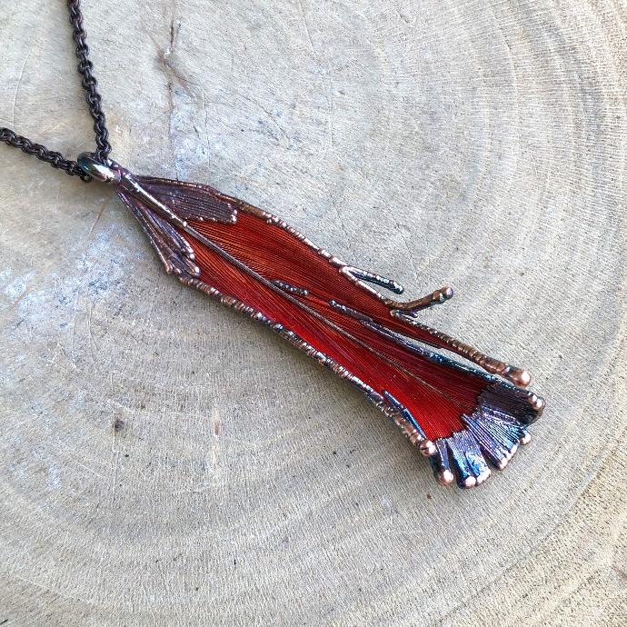Red Parrot Feather Necklace