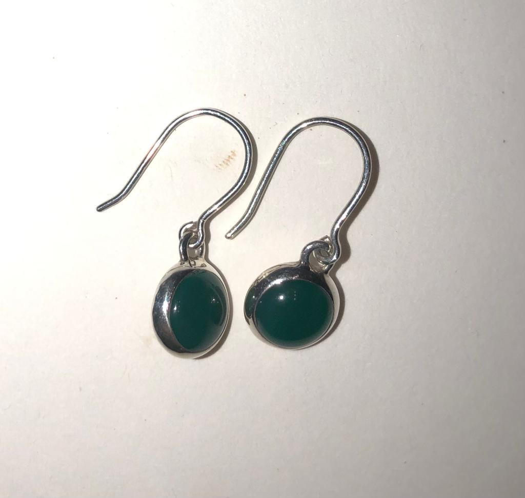 solid setting Green Onyx dangly earrings