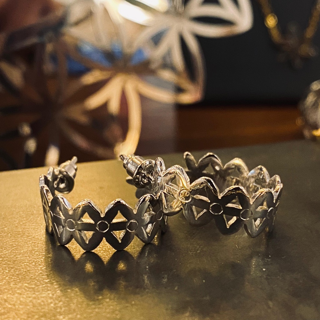 Rounded platinum earring