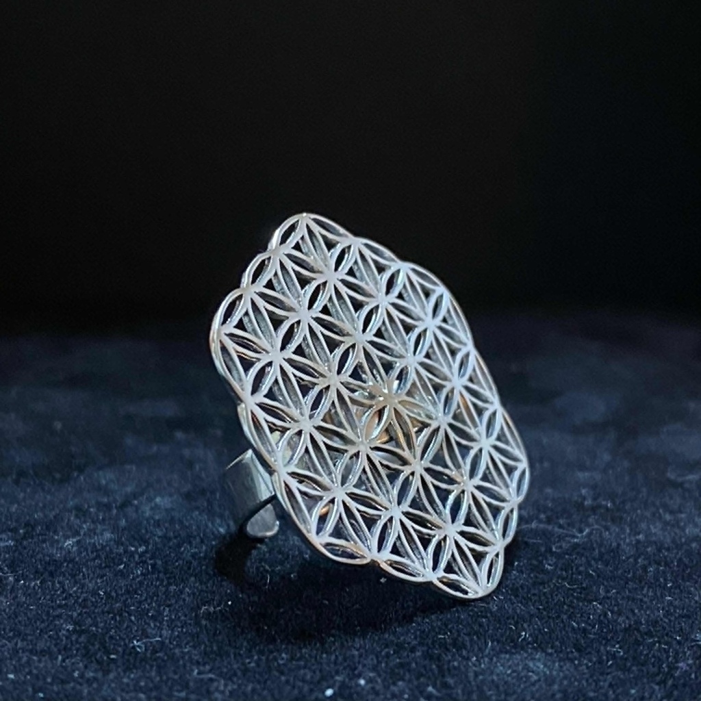 Hexagonal Flower of Life Platimum Ring