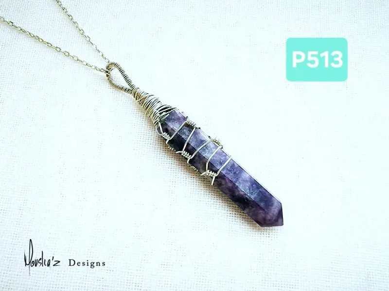 (P513) Lepidolite crystal pendant