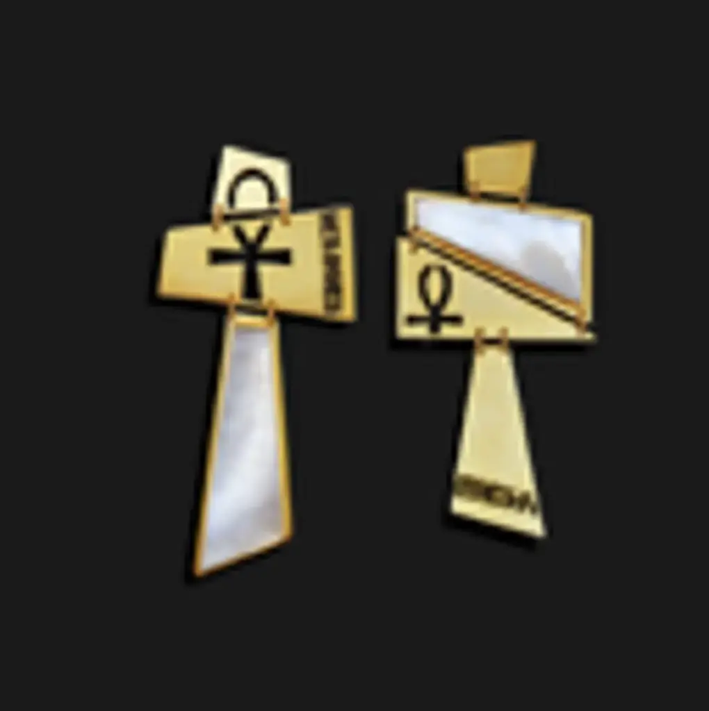 Ankh white pearl earrings  