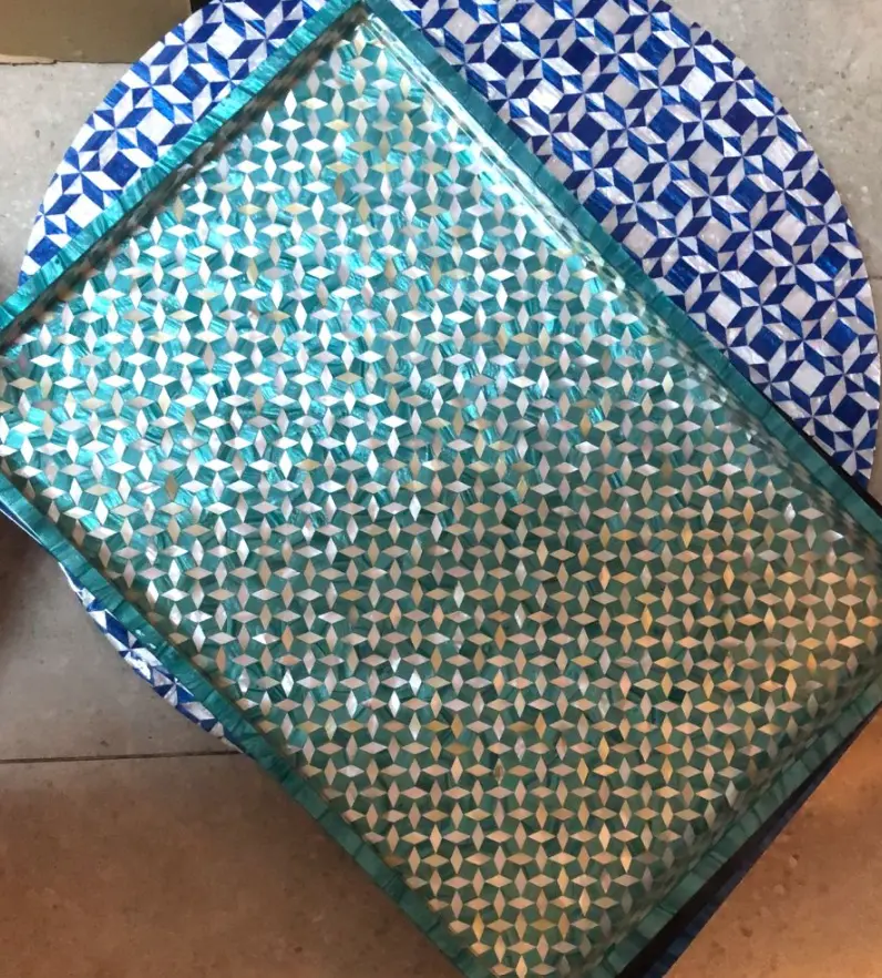 Real Mother Of pearl Rectangle Tray (Large)