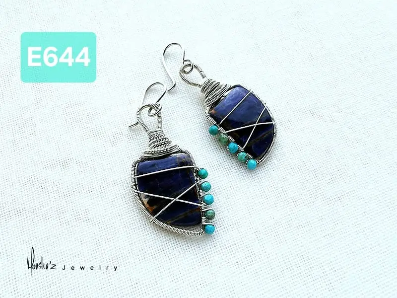 (E644) Sodalite & Turquoise Earrings