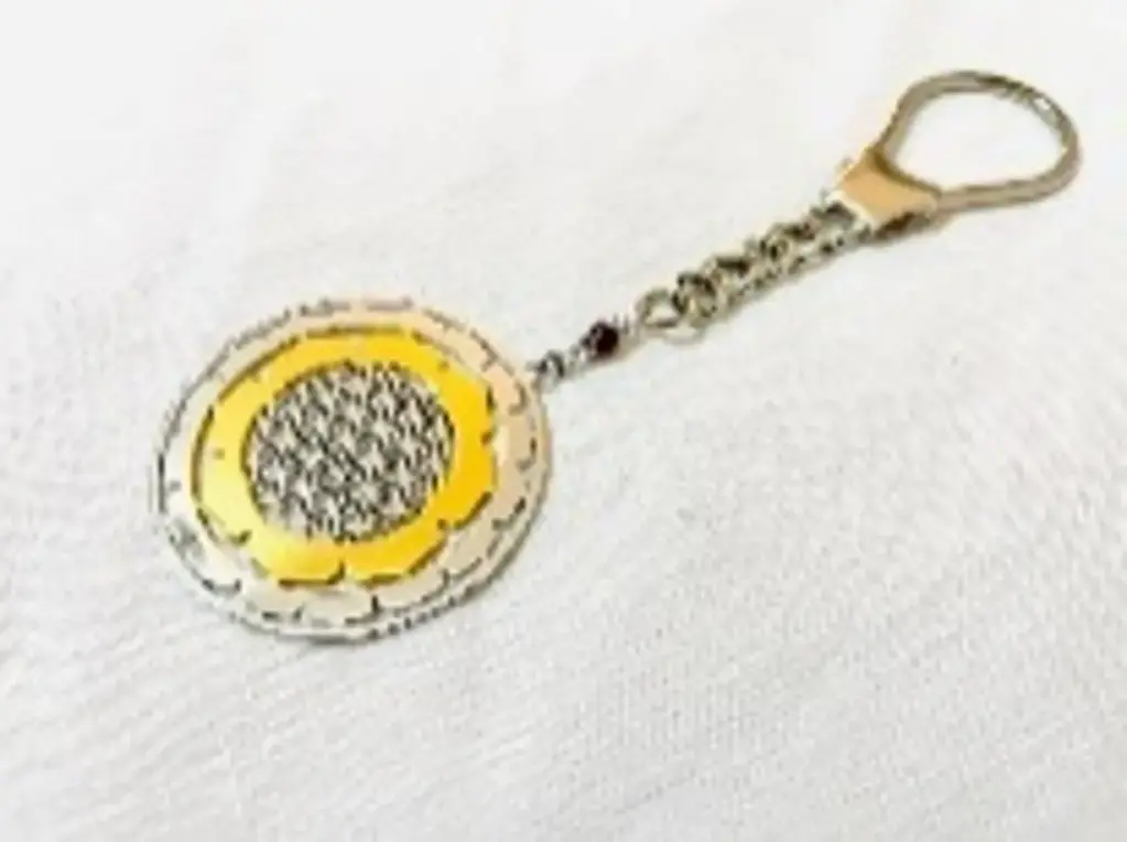 the flower of life with circle sri frame big silver and gold key chain NKC04GS  