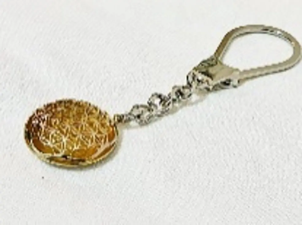 3D Flower of life platinum surface and matte gold background key chain NKC06SG 