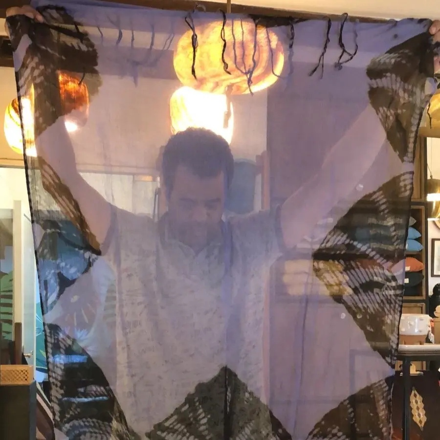 Dyed naturally with beetroot indigo blue