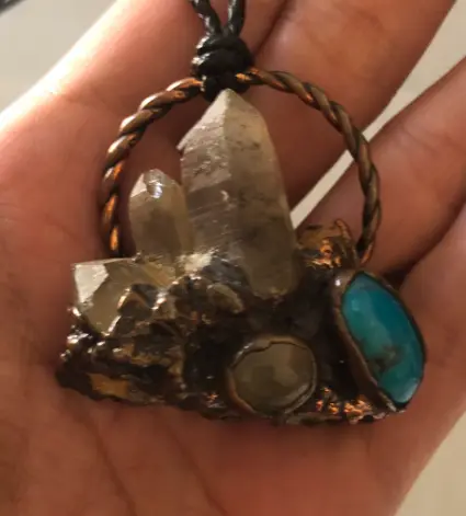 (GYN057) st. Catherine’s smoky quartz, Egyptian Turquoise & moonstone