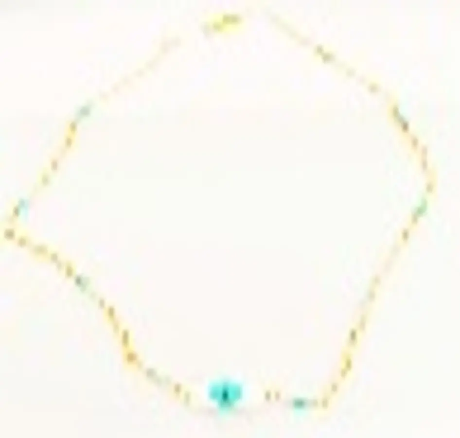 Protection collection, Sterling Silver Chain With Big Mother Of Pearls Eye & Turquoise Stones , Gold Plated