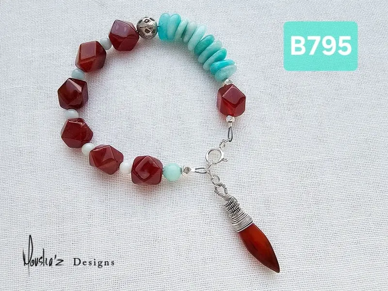 (B795) Agate & Amazonite Bracelet 