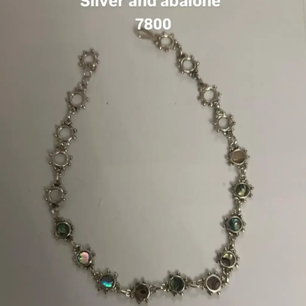N8A Circle en Choker Necklace (Silver & Abalone)