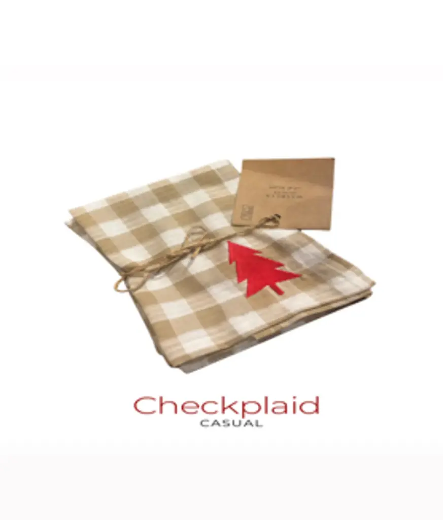 bige check plaid white Xmas tree set if 6 (Napkins) 
