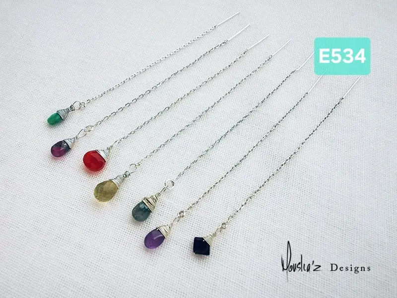 (E534) 1 sided - mix & match - single stone earrings.
