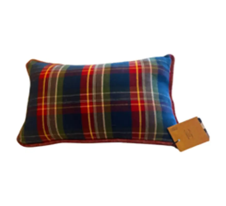 Checked plaid cushion in Blue Red (Rect)