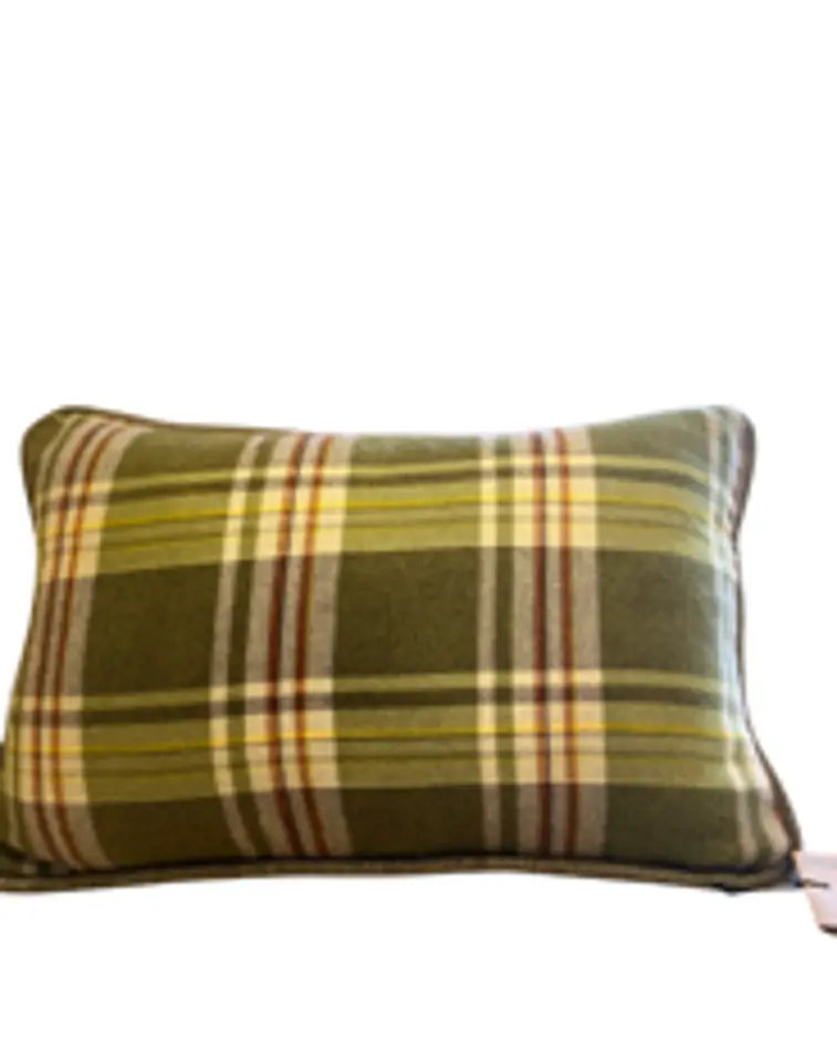 Checked plaid cushion in Olive (Rect)