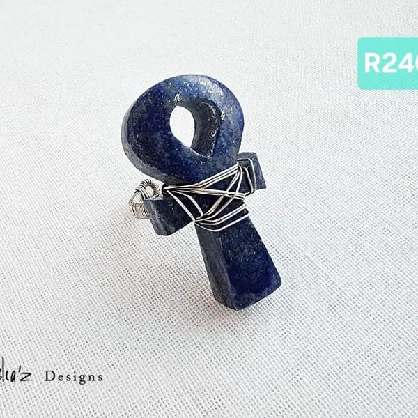 (R240) Lapis Lazuli key of life stone ring