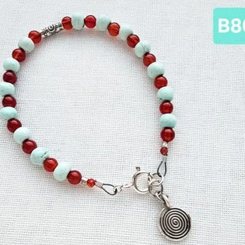 (B800) rough cut Egyptian Turquoise with Agate Bracelet