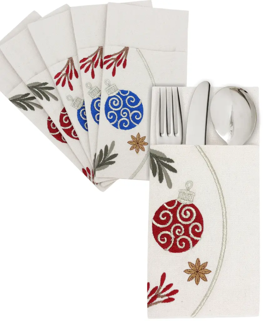 Festive Ornaments Cutlery Sleeve Set of 6
