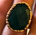 (GYR029) Green Agate Ring