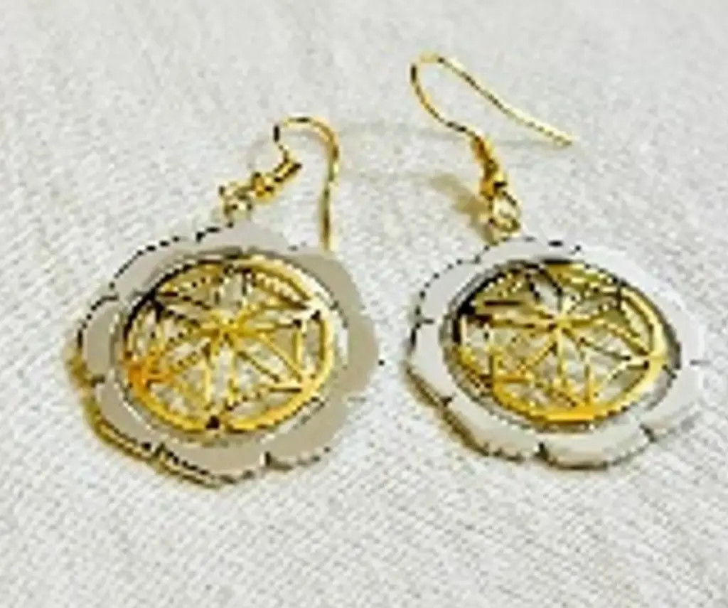 The convex seed of life with sri frame without circle small silver and gold