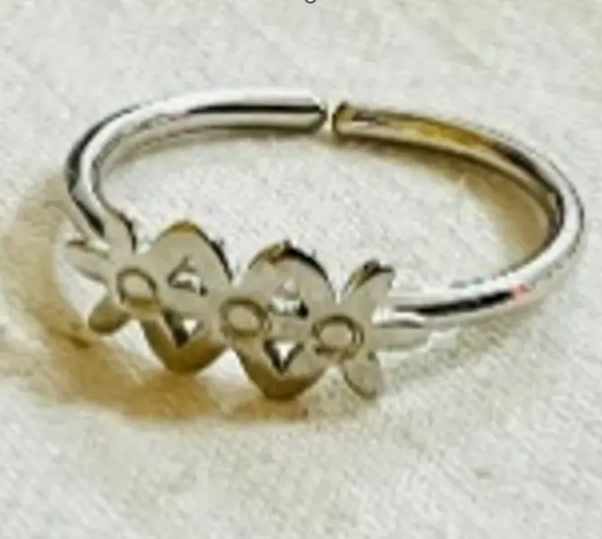 small solid 3 seeds horizontal without circles silver