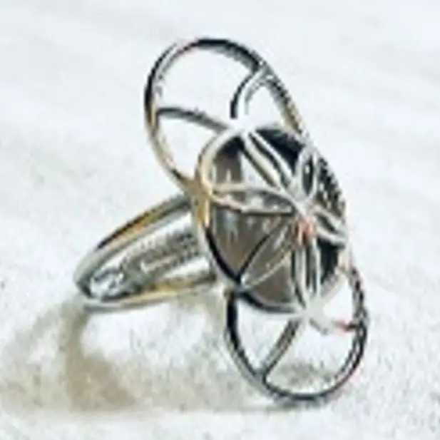 the medium 3 vertical circles with matte centre seed gold