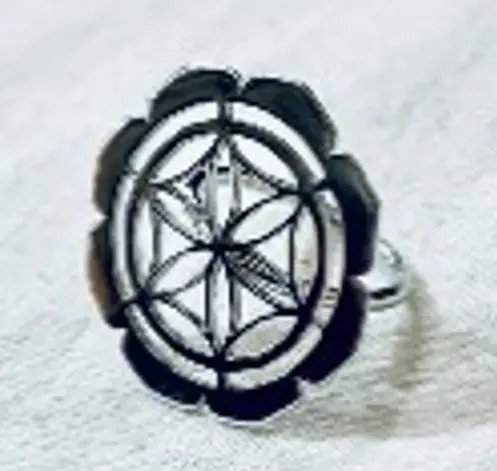 The seed of life with sri frame 2.5cm platinum