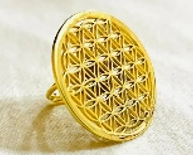 medium 3cm original flower of life ring gold