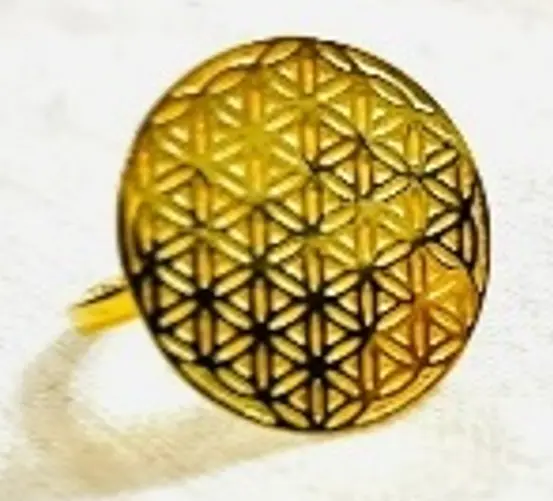 matte and shiny gold 2cm flower of life ring