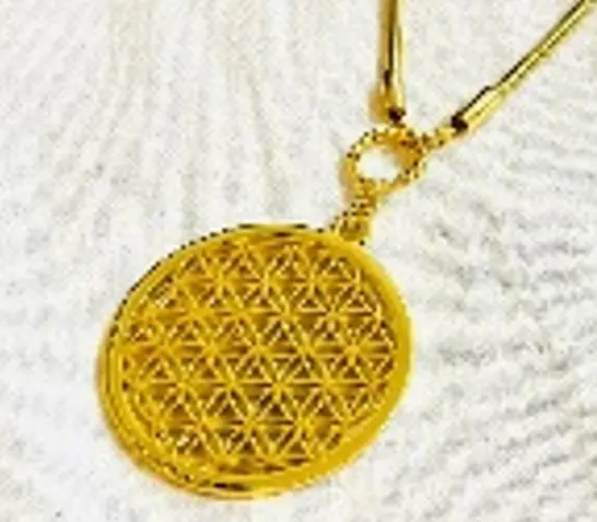 the original empty 3.5 cm flower of life gold necklace