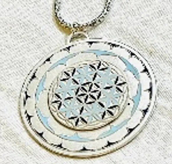 5cm  snowflake flower of life with sri frame platinum necklace