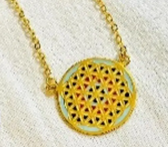 colred 2.5cm flower of life gold necklace