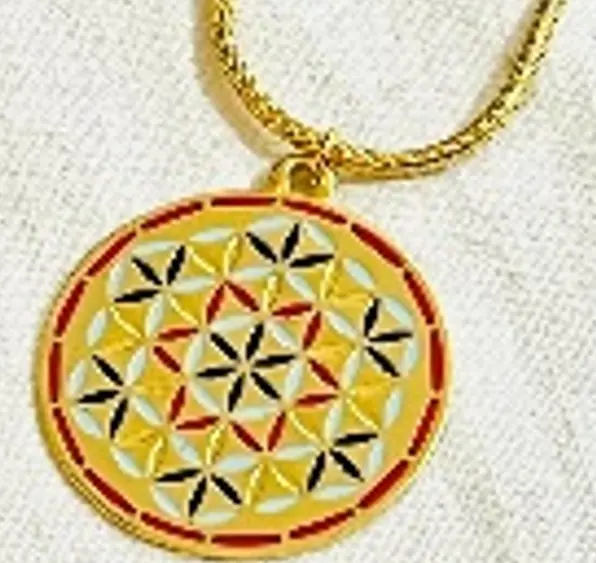 colred 3.5cm flower of life gold necklace