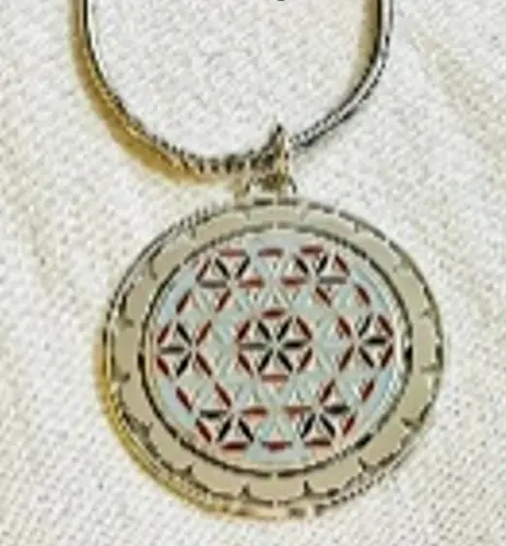 3.5cm colred flower of life with empty sri frame platinum