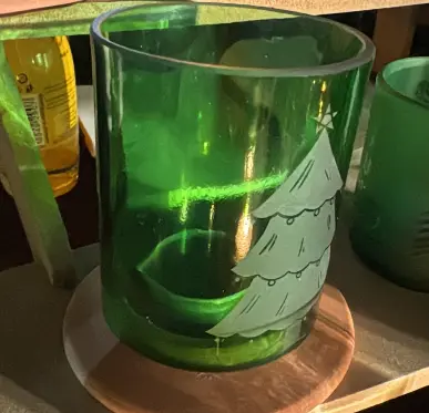 Christmas lantern, Trees Green (Cylinder)