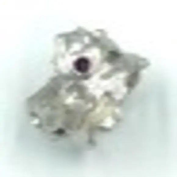 Organic Collection, Handmade, sterling silver big organic ring platinum  plated  with original  red garnet stone