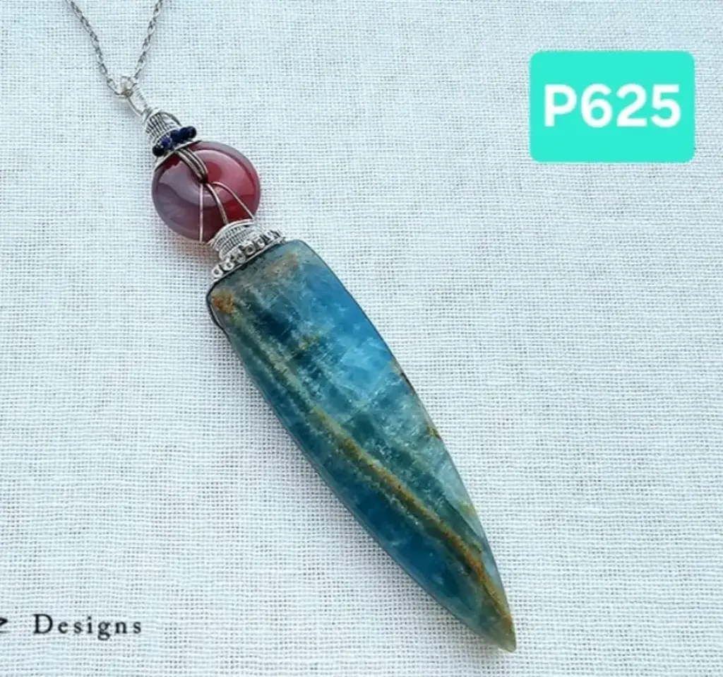 (P625) rare Aquatic Blue Calcite stone with donut shape Pink agate, Tribal Handmade silver beads & Lapis Lazuli Pendants