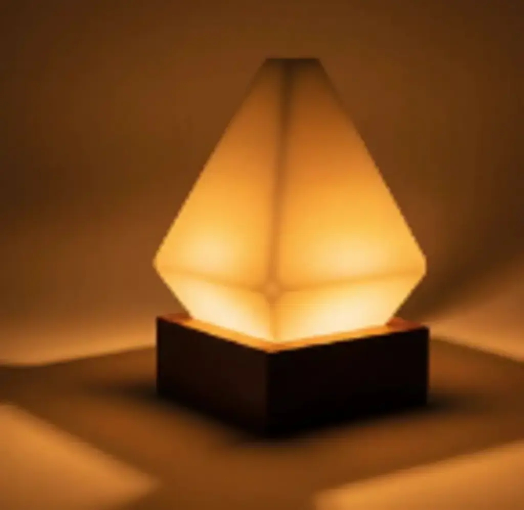 Siwa Lakes salt lamp with An olive wood  base Pyramid Shaped