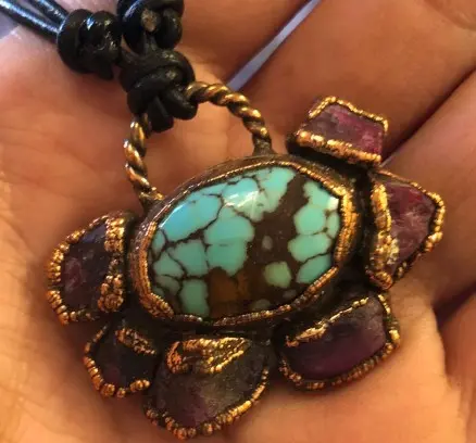 (GYN073) Egyptian Turquoise & ruby Necklace