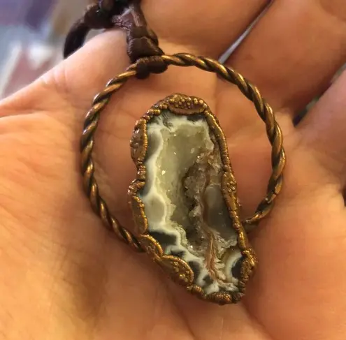 (GYN075) druzy agate Necklace