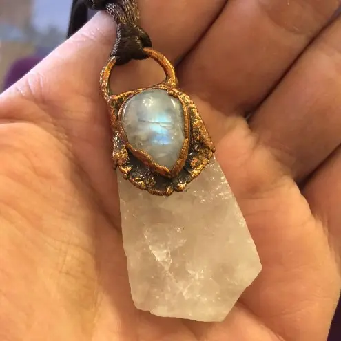 (GYN078) rose quartz & moonstone Necklace