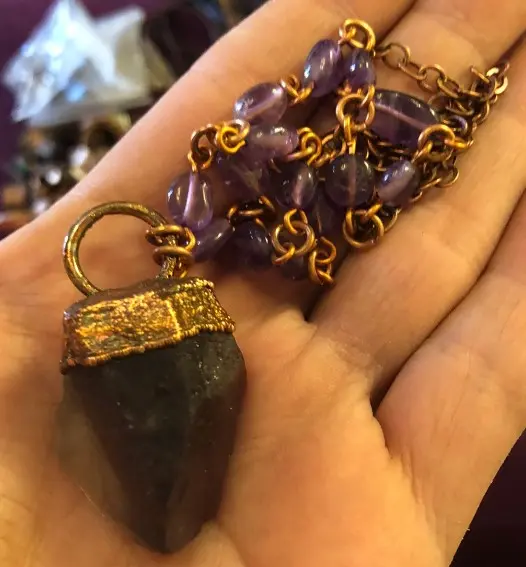(GYN083) fluorite & amethyst chain Necklace