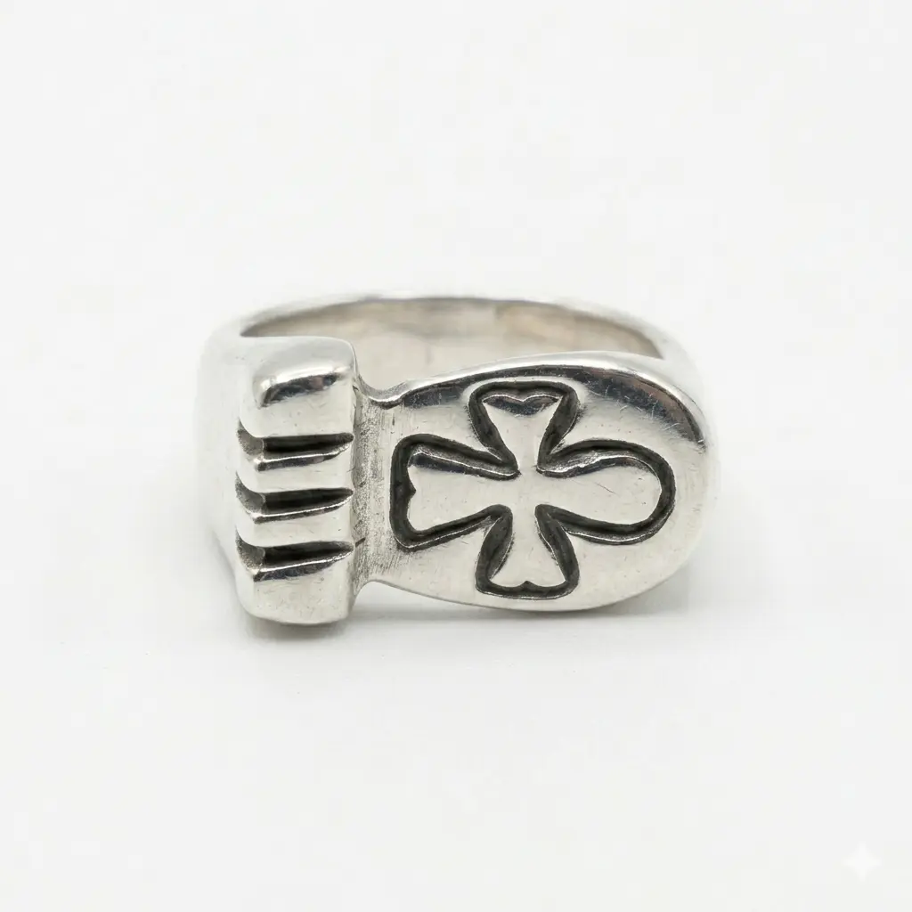 Pharaonic Collection, Cartouche Ring With Engraved Ankh , Key Of Life, Sterling silver, Platinum Plated 
