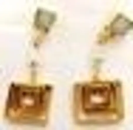 Shapes Collections, Handmade Sterling Silver , 24 K Gold Plated Square Shapes With Square Amazonite & Rose Quartz Stones Earrings 
