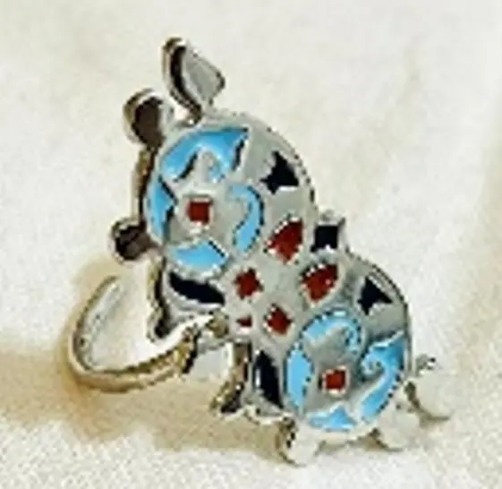 small basic arabesque ring silver with colred enamel