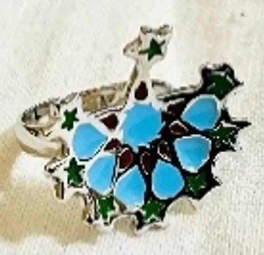 the smallconcave 12 stars half circle silver with colered enamel ring 